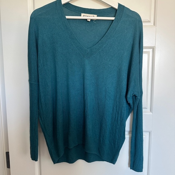 Aritzia Teal V-Neck Sweater Cashmere Blend - Picture 1 of 4